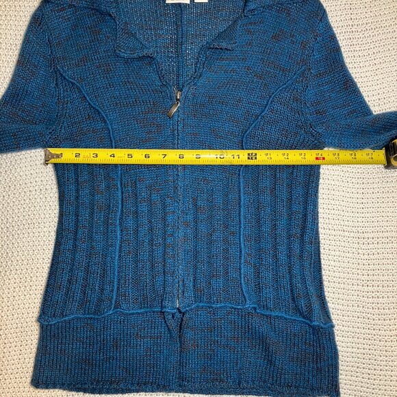 Cato Women's Medium Blue Zip-Up Knit Sweater Cardigan Grunge Whimsigoth Indie - Picture 8 of 8